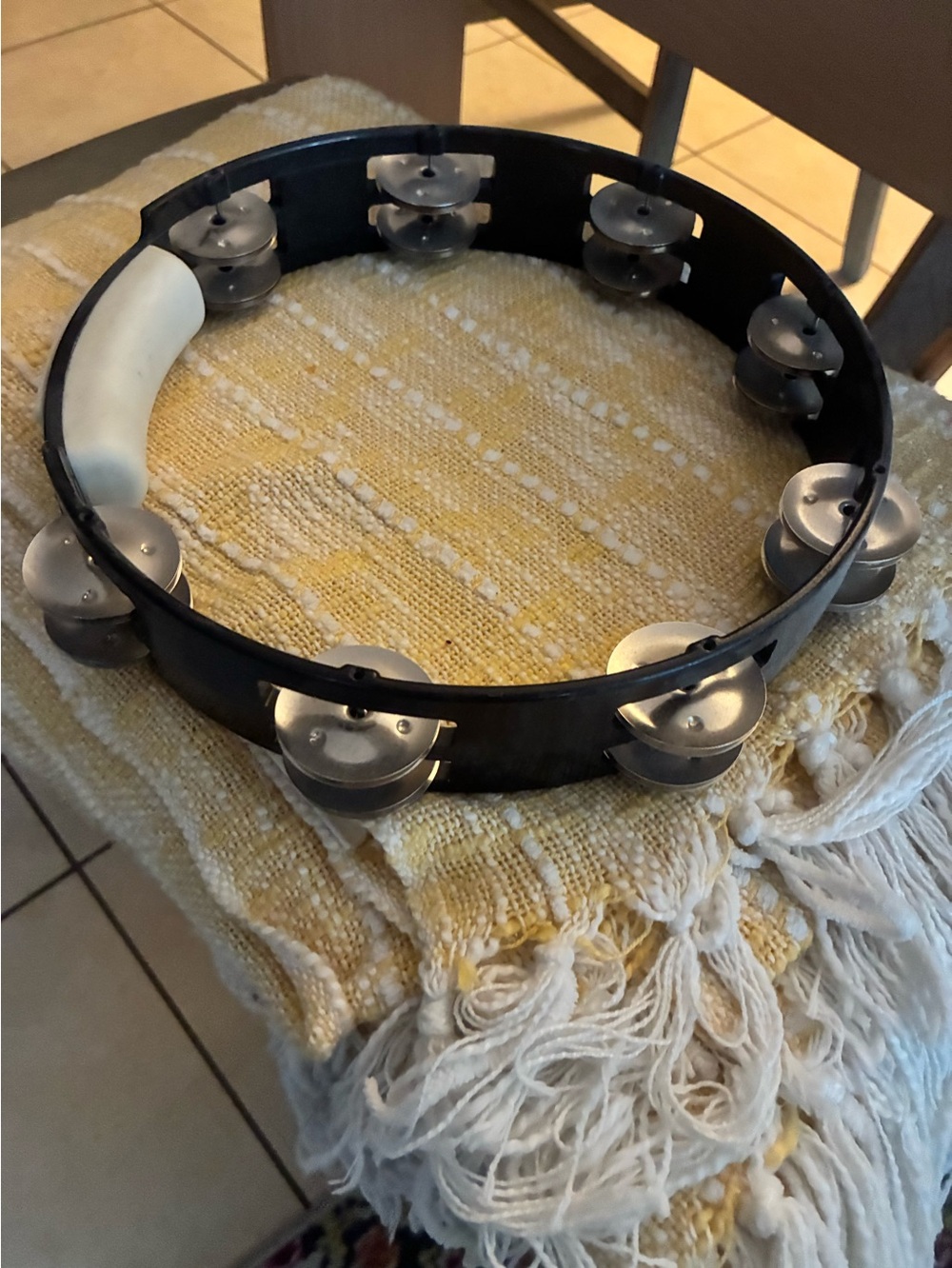 Black Tambourine with Silver Jingles - Unbranded